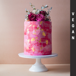 Vegan pink shade cake with gold flakes