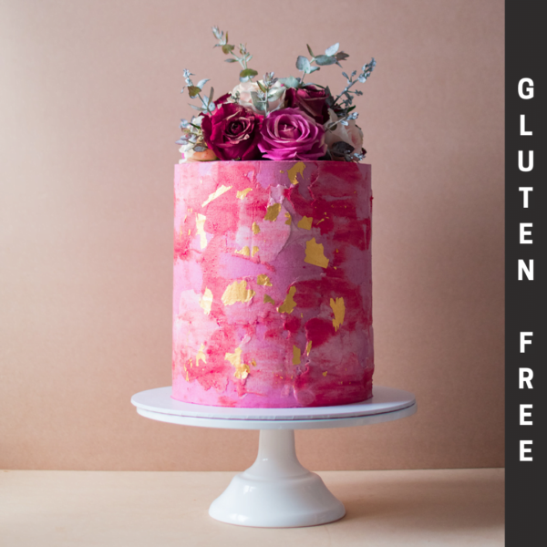 Gluten Free Rose and Gold flake cake